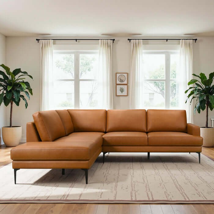 Bristol Vegan Leather Left-Facing Chaise Sofa Sectional 107.5W