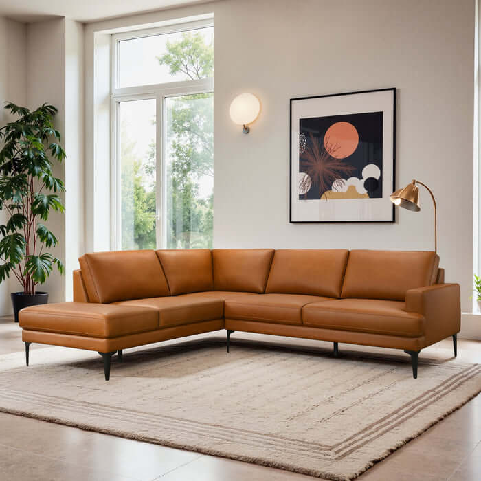 Bristol Vegan Leather Left-Facing Chaise Sofa Sectional 107.5W