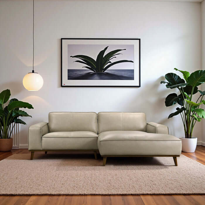 Kerrville Top-Grain Leather Chaise Sofa Sectional (2 Colors)