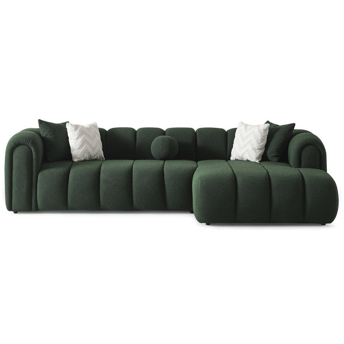 Beatrice Channel Tufted Boucle Right-Facing Chaise Sofa Sectional 115 (3 Colors)