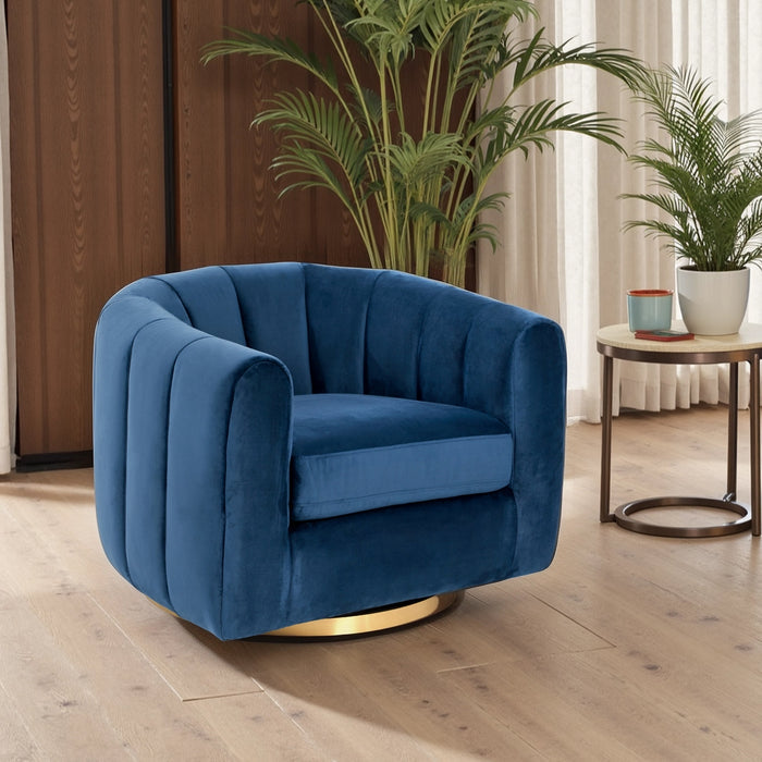 Cosey Green Channel Tufted Velvet Swivel Chair (3 Colors)