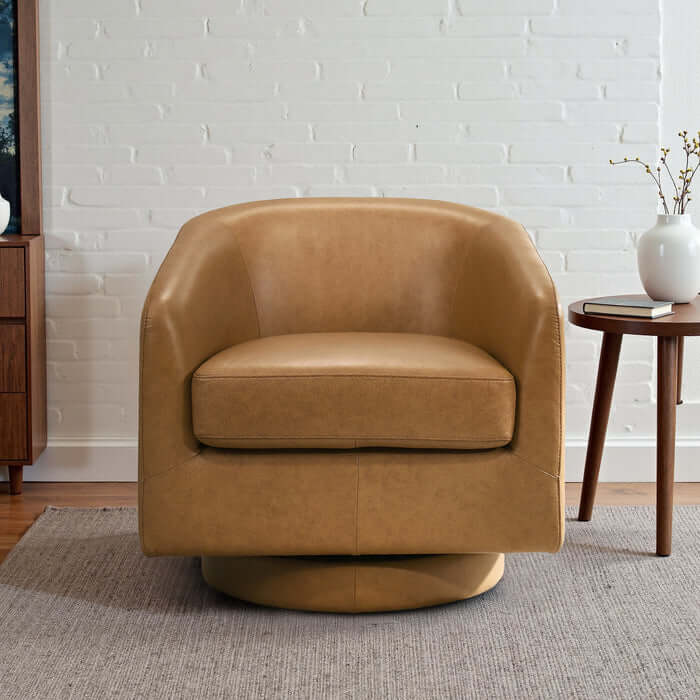 Danville Top-Grain Leather 360° Swivel Accent Chair