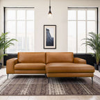 Easley MCM Vegan Leather Wide-Arm Chaise Sofa 98