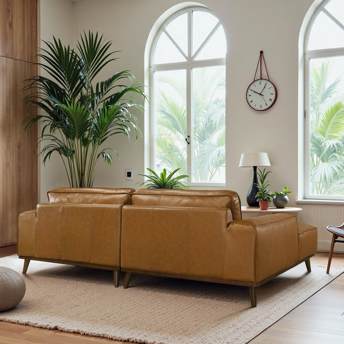 Kerrville Top-Grain Leather Chaise Sofa Sectional (2 Colors)