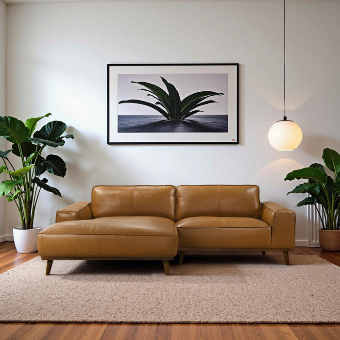 Kerrville Top-Grain Leather Chaise Sofa Sectional (2 Colors)