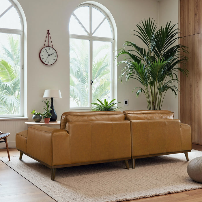 Kerrville Top-Grain Leather Chaise Sofa Sectional (2 Colors)