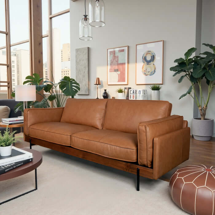 Utica MCM Premium Leather Sofa 88W