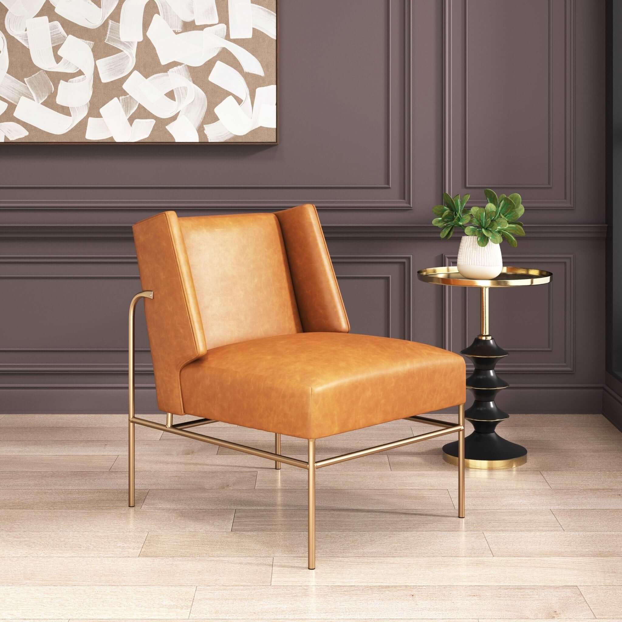 Atlanta Modern Deco Faux Leather Accent Chair
