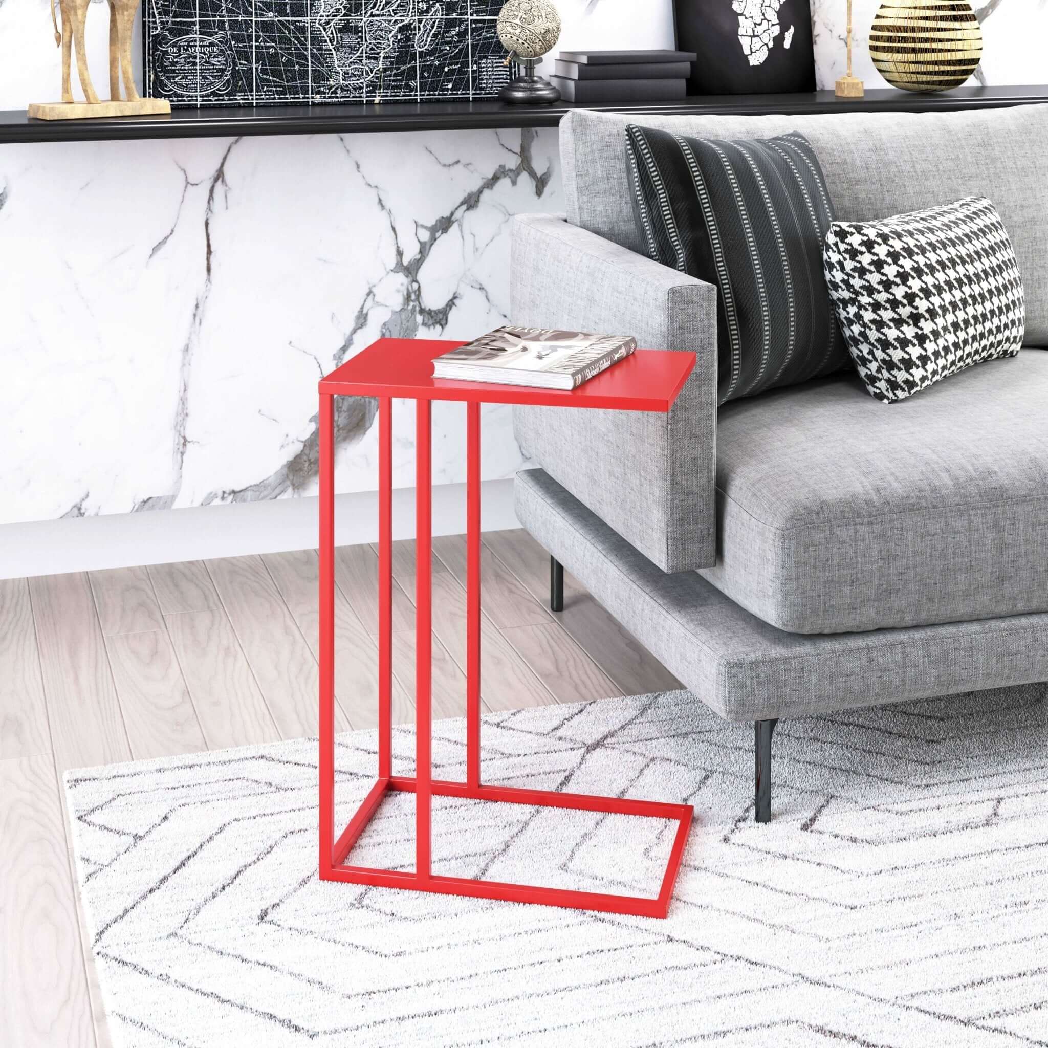 Atom Modern Metal Rectangular Side Table (2 Colors)