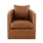 Jasmine Top Grain Brown Leather Swivel Accent Chair