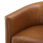 Jasmine Top Grain Brown Leather Swivel Accent Chair