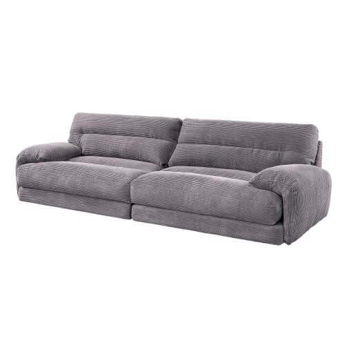 Cadenza Contemporary Gray Corduroy Sofa