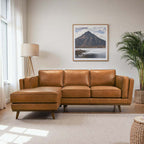 Chase MCM Tan Leather Chaise Sofa Sectional 92