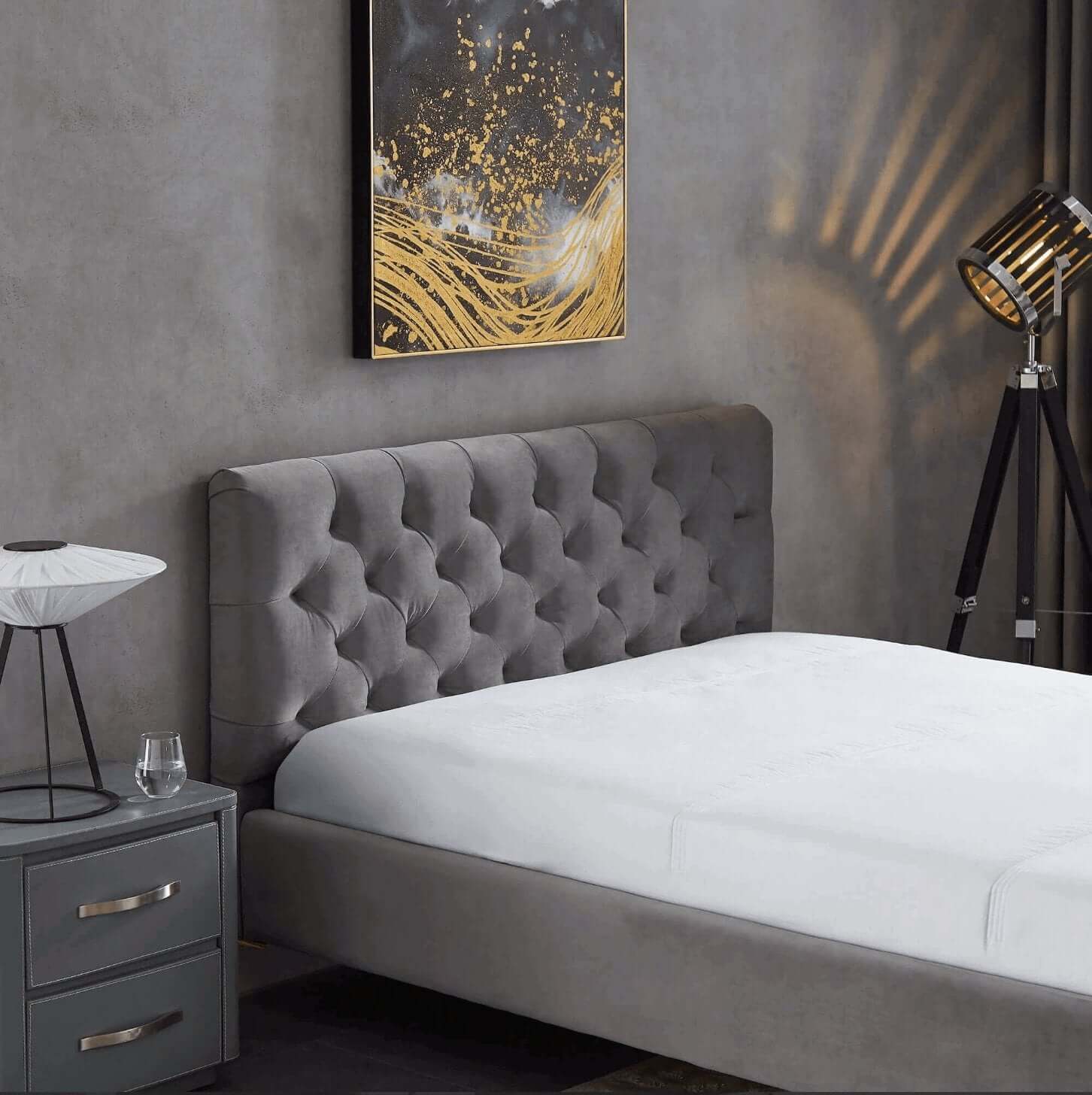 Bailey Velvet Upholstered Tufted Platform Bed Frame
