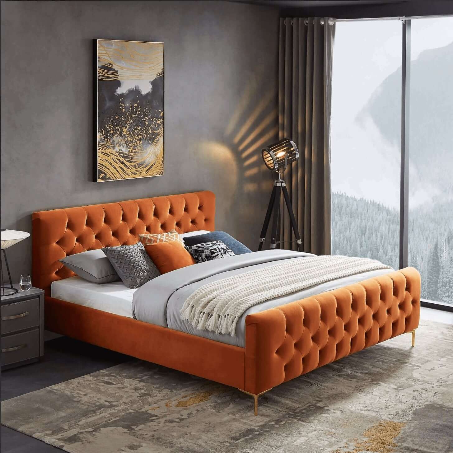 Bailey Velvet Upholstered Tufted Platform Bed Frame