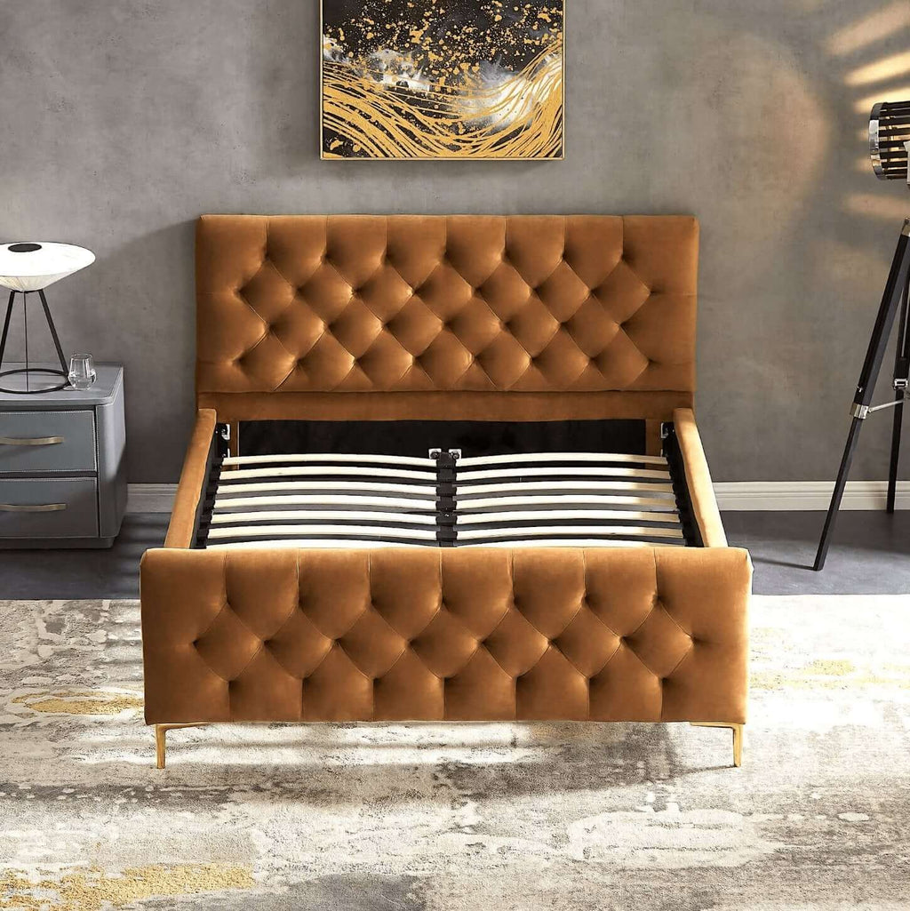 Bailey Velvet Upholstered Tufted Platform Bed Frame