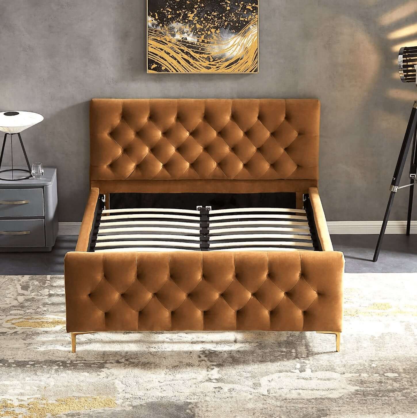 Bailey Velvet Upholstered Tufted Platform Bed Frame