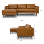 Anthony MCM Tufted Leather Chaise Sofa Sectional 101