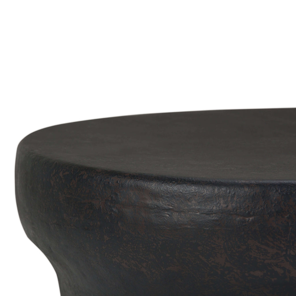Garvy Rustic Bronze Metal Round Coffee Table 33'
