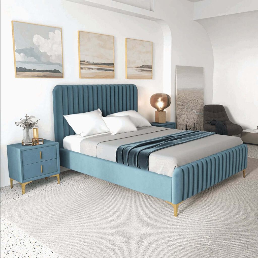 Bethany Tufted Velvet Upholstered Bed Platform (3 Colors)