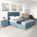 Bethany Tufted Velvet Upholstered Bed Platform (3 Colors)