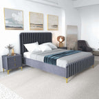 Bethany Tufted Velvet Upholstered Bed Platform (3 Colors)