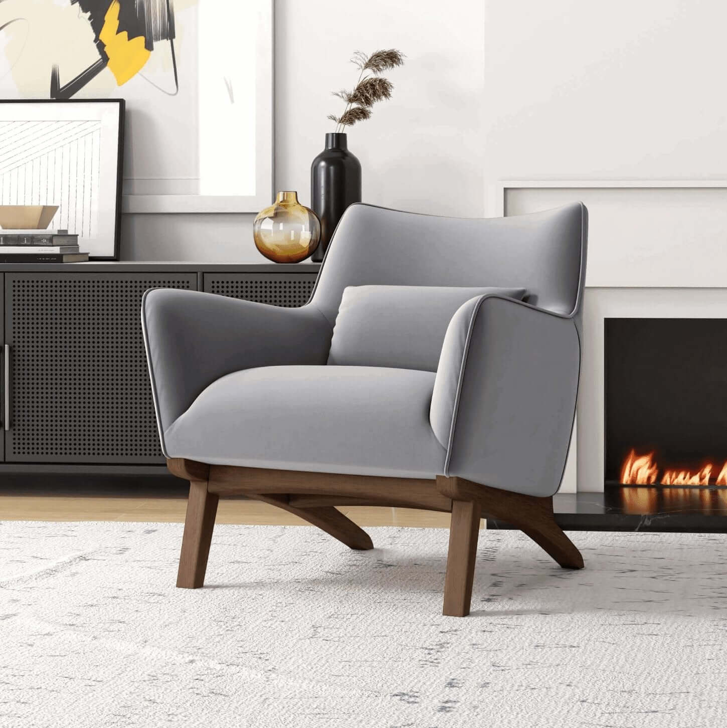 Brayden MCM Fabric Accent Lounge Chair (Various Colors and Fabrics)