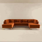 Brooke MCM Velvet U-Shape Dual Chaise Sectional Sofa 131