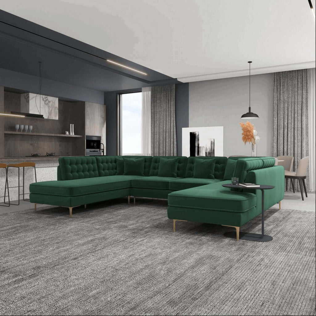 Brooke MCM Velvet U-Shape Dual Chaise Sectional Sofa 131