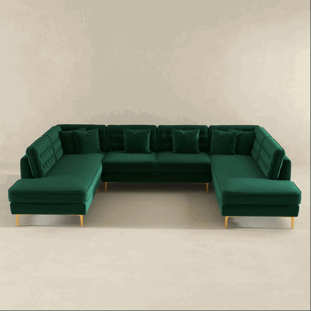 Brooke MCM Velvet U-Shape Dual Chaise Sectional Sofa 131