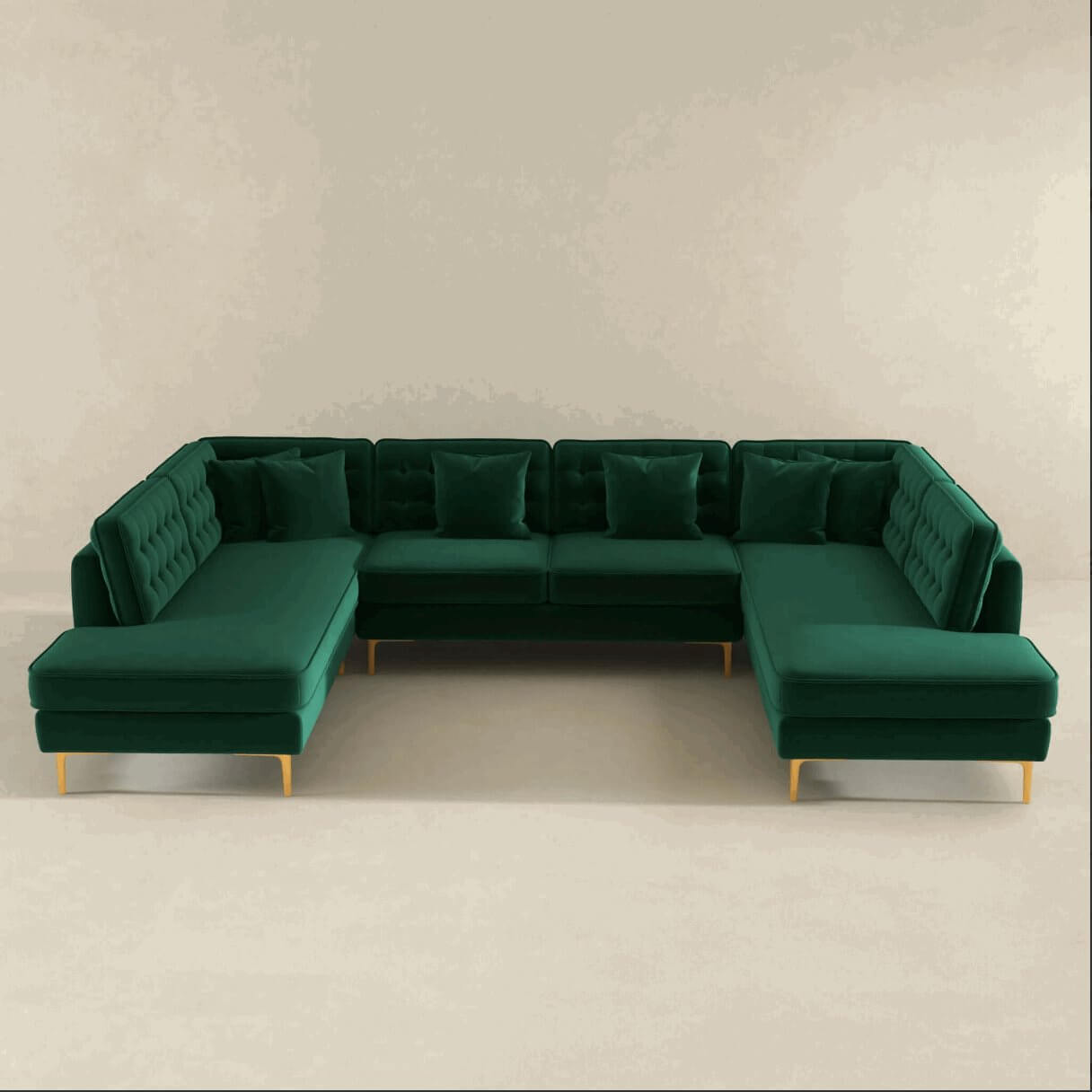 Brooke MCM Velvet U-Shape Dual Chaise Sectional Sofa 131