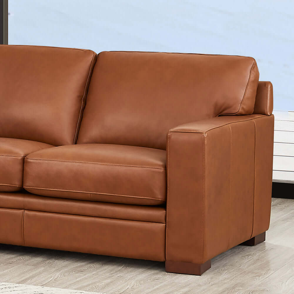 Dillon MCM Leather Chaise Corner Sectional 136