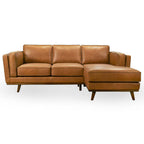 Chase MCM Tan Leather Chaise Sofa Sectional 92