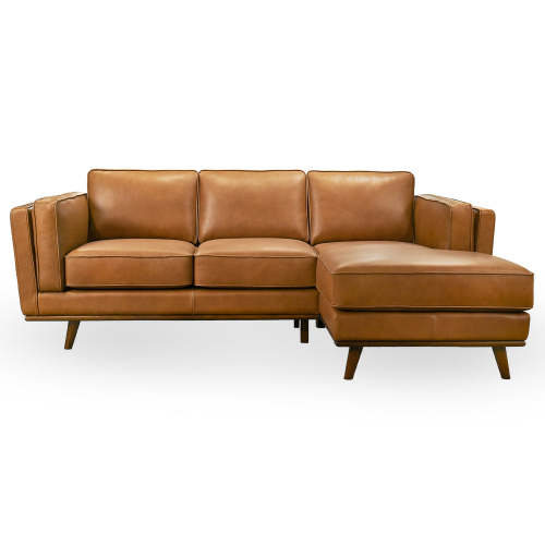 Chase MCM Tan Leather Chaise Sofa Sectional 92