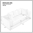 MCM Box Arm Corduroy Upholstered Sofa 89