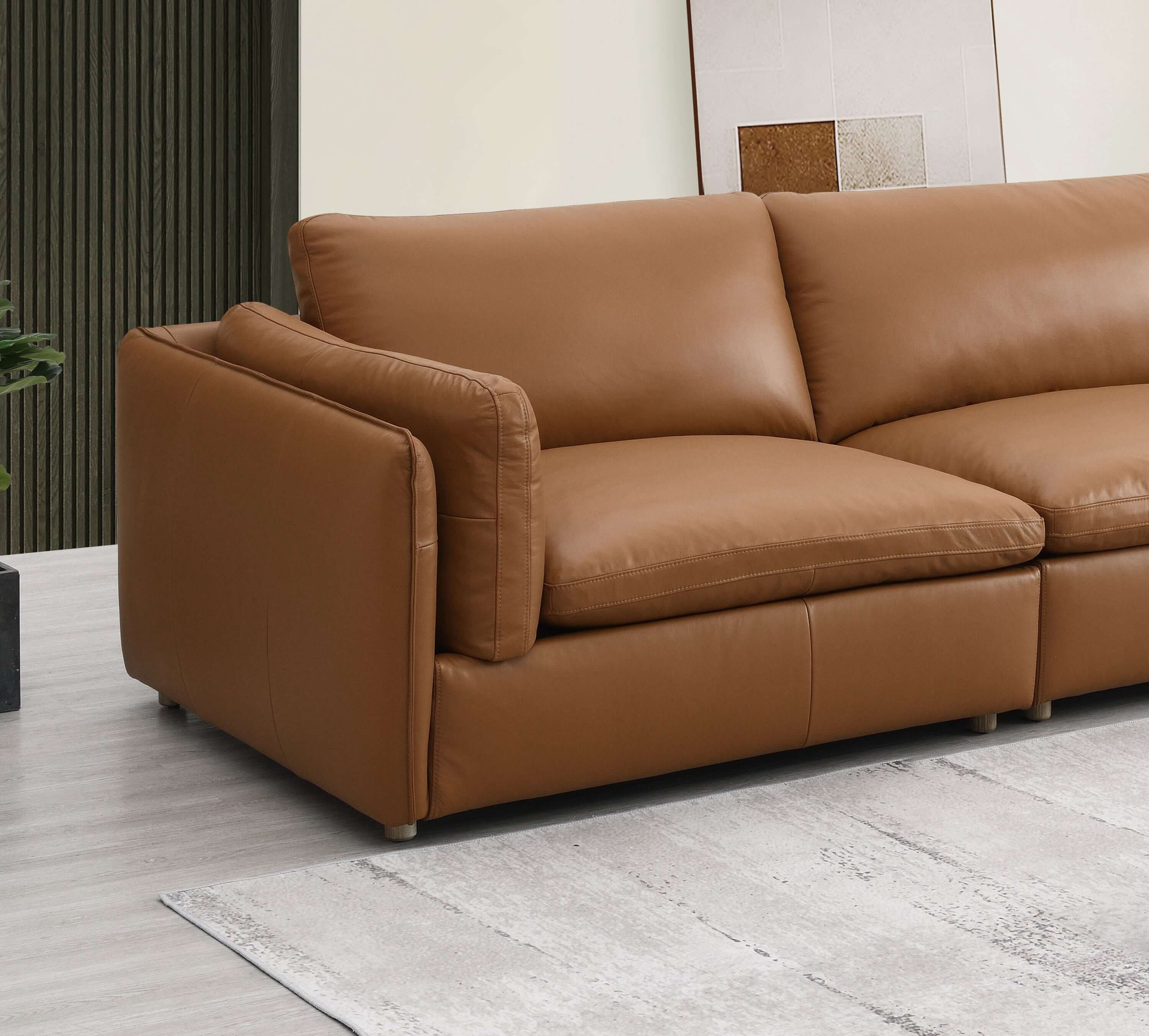 Brighton Top Grain Leather Low Profile Modular Sofa 148'