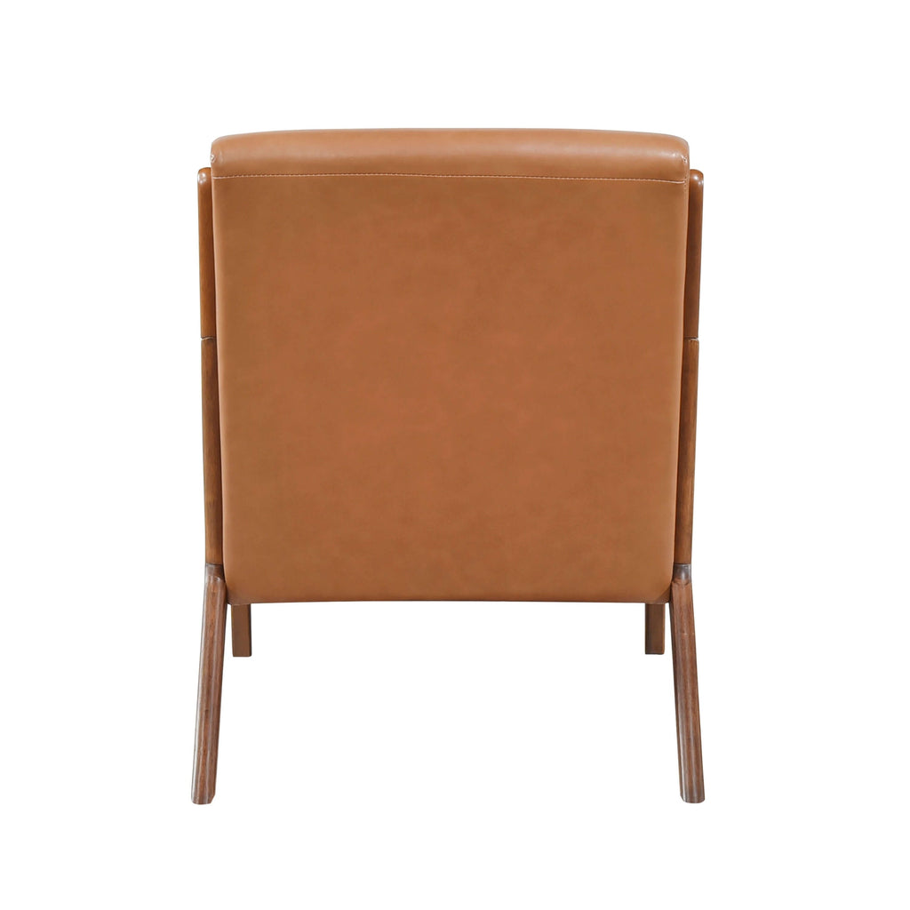 Faux Leather Upholstered Walnut Finish Armchair