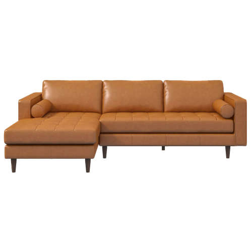 Anthony MCM Tufted Leather Chaise Sofa Sectional 101