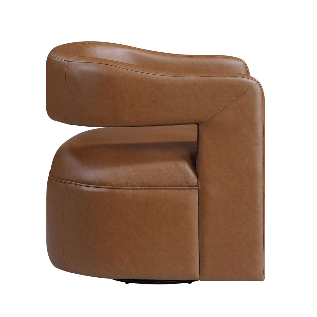 MCM Accent Faux Leather Swivel Chair (2 Colors)