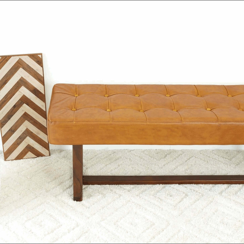 Cameron Genuine Tufted Leather Bench 51