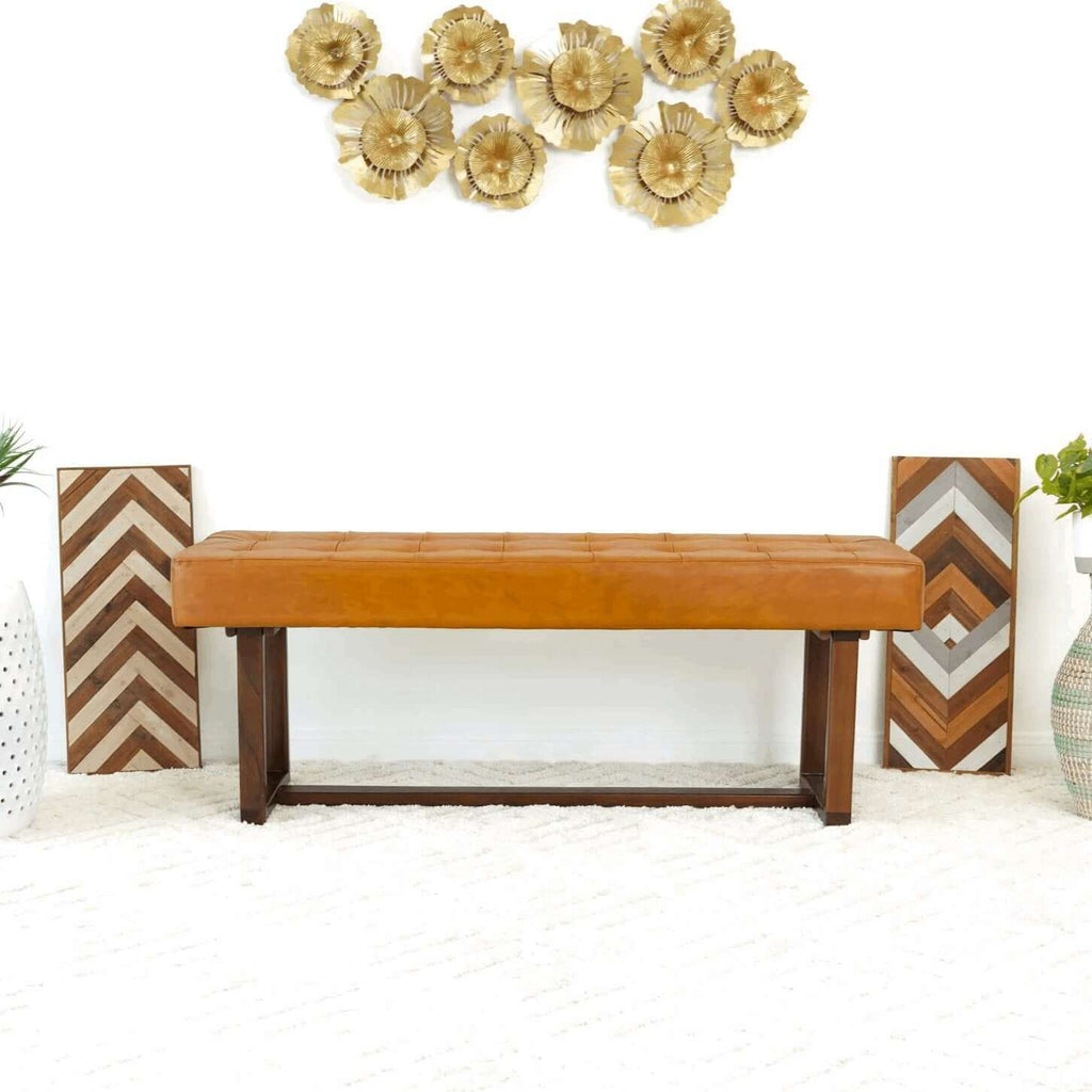 Cameron Genuine Tufted Leather Bench 51