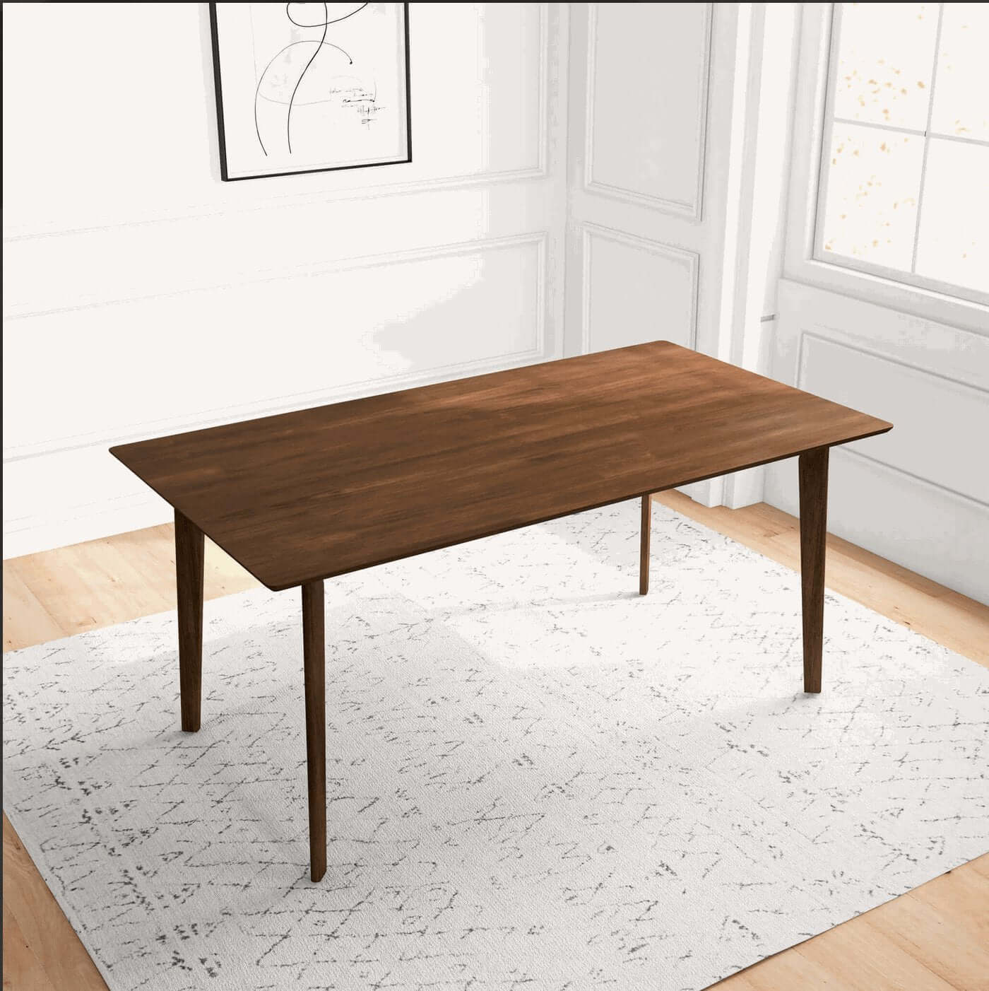 Carlos MCM Solid Wood Rectangular Dining Table 59