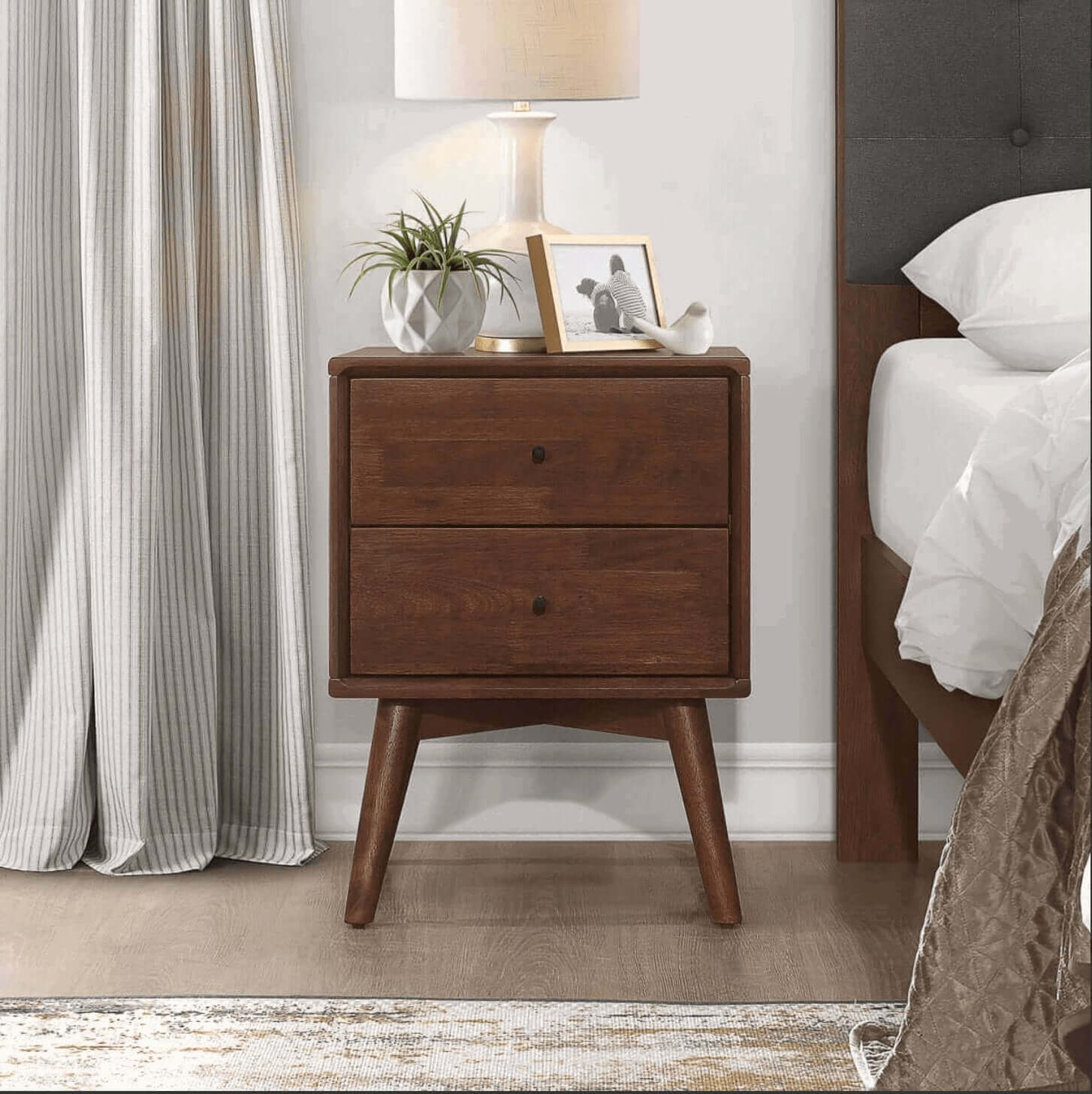 Caroline MCM Style Solid Wood Nightstand