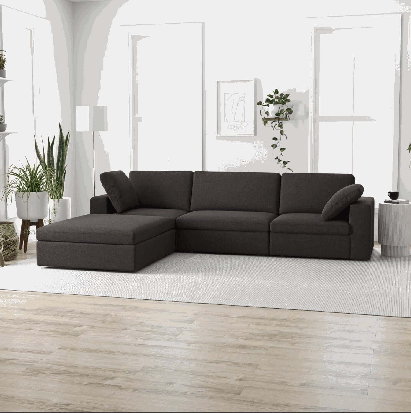 Cecilia Dark Gray Modular Chaise Sofa Sectional 121