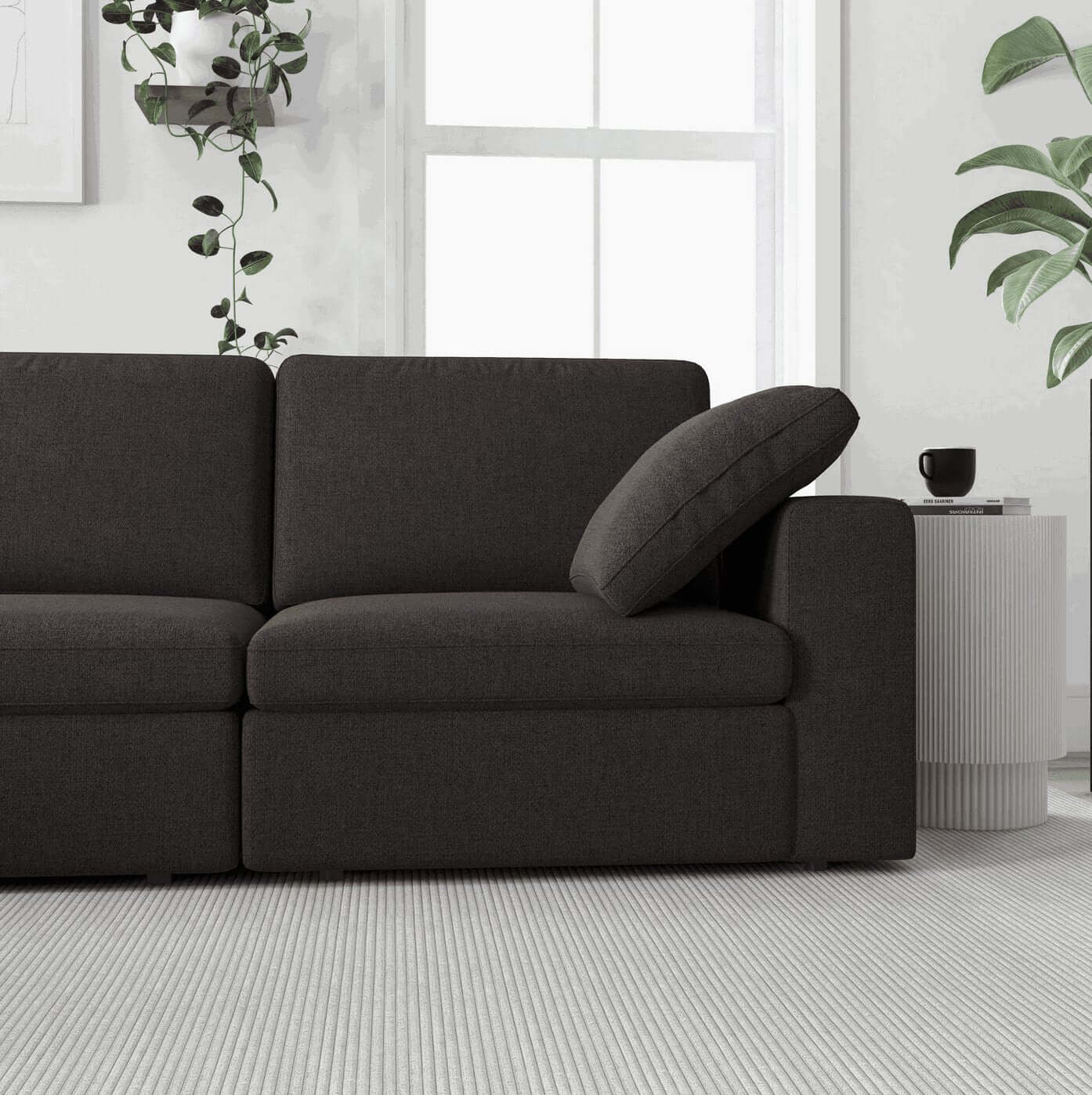 Cecilia Dark Gray Modular Chaise Sofa Sectional 121