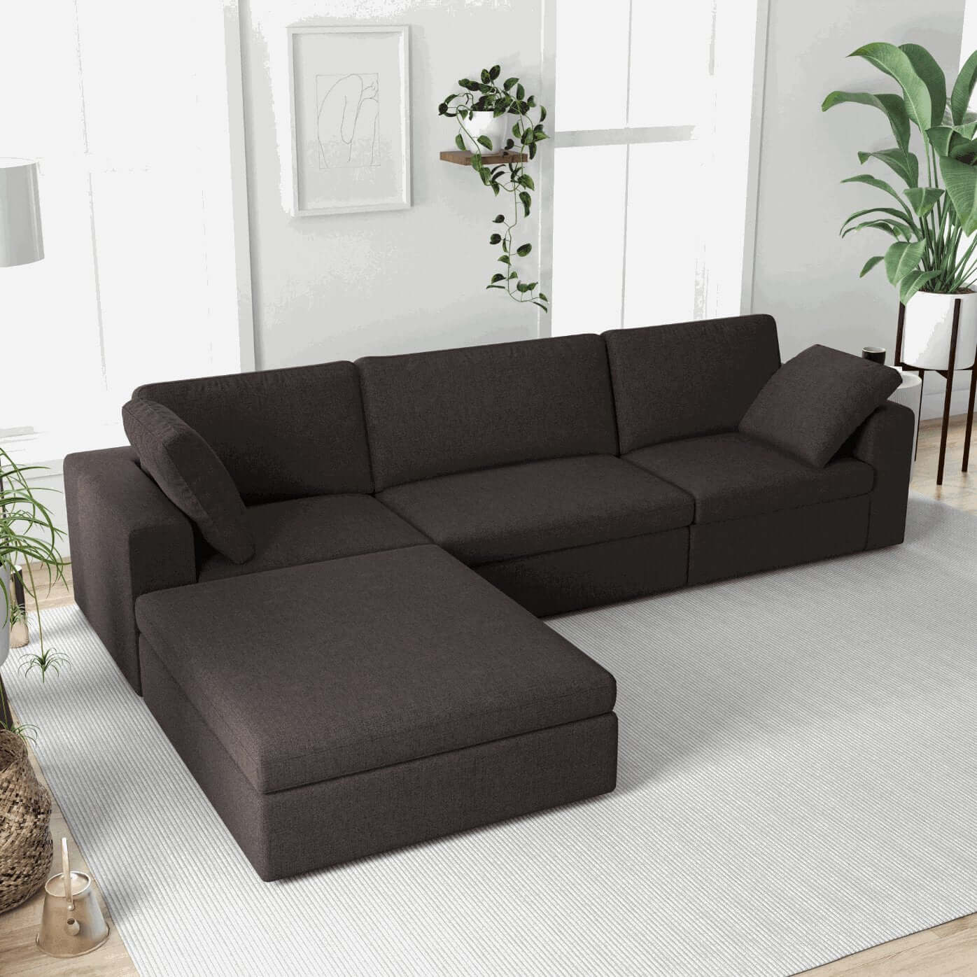 Cecilia Dark Gray Modular Chaise Sofa Sectional 121