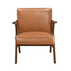 Brown Faux Leather MCM Hard Wood Frame Armchair (2 Color Options)