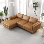 Chase MCM Tan Leather Chaise Sofa Sectional 92