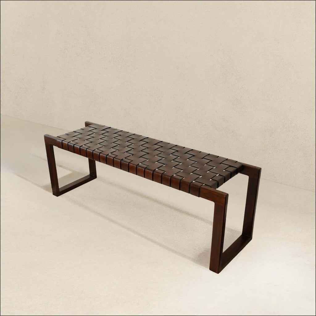 Christina Strapped Leather Bench 47