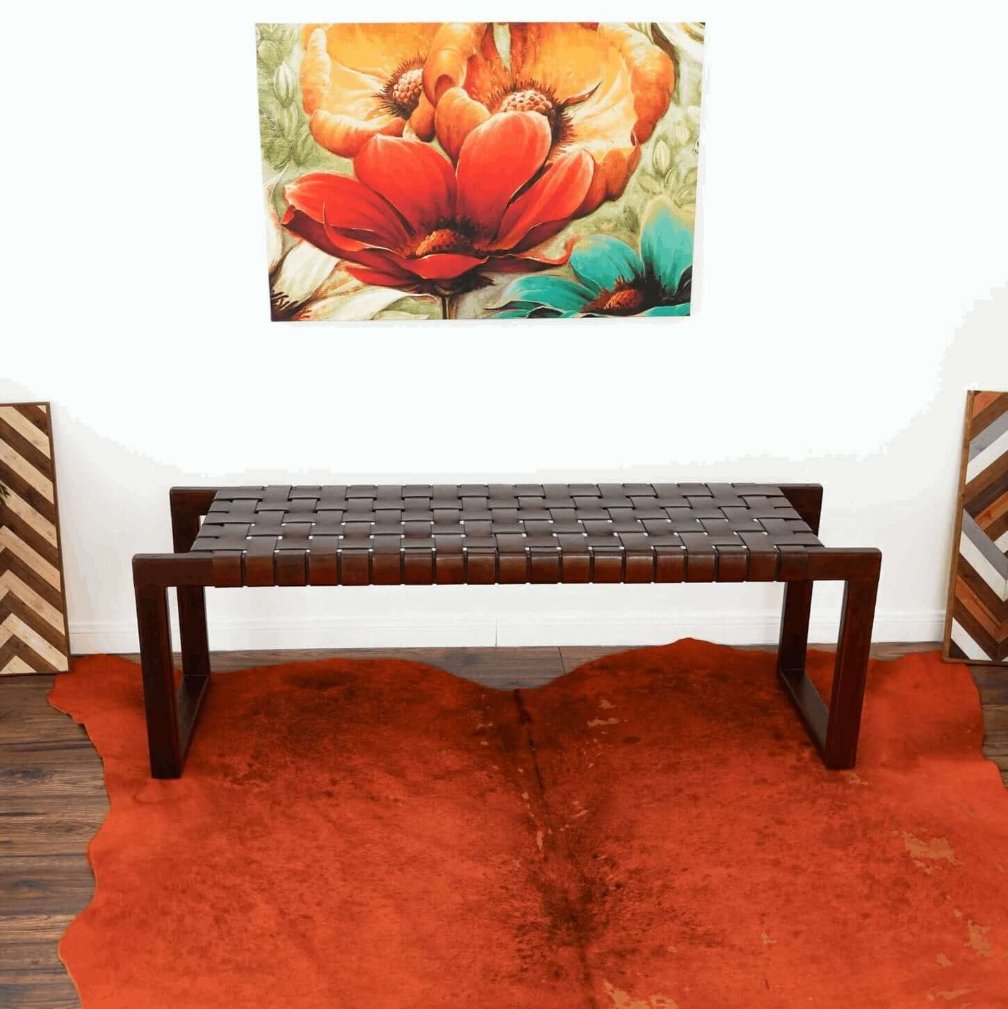 Christina Strapped Leather Bench 47